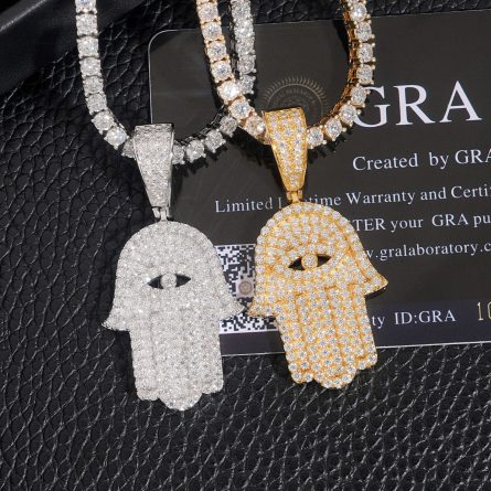 European And American Hot-Selling New 9S25 Silver-Set Mossanite Pendant Palm Hip-Hop Necklace Can Be Paired With Tennis Chain - Image 3