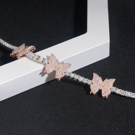 Diamond New S925 Silver-Set 3Mm Moissanite Butterfly Tennis Chain Hip-Hop Men And Women Hiphop Bracelet - Image 3