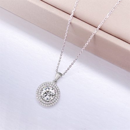 Round Bag 2 Carat Mossan Naked Diamond Pendant Spot Silver Gold-Plated Over-Diamond Pen With Certificate Black Card For Women - Image 3