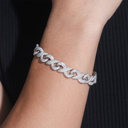 Diamond New 8-Character Bracelet 925 Silver Inlaid Mossanite 10Mm European And American Hip-Hop Jewelry Factory Direct Supply - Image 4