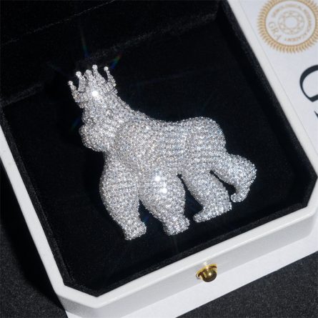 Diamond Hair New Personalized Animal Pendant 925 Silver Mossanite Stone Full-Inlaid Men'S Hip-Hop Trendy Necklace Accessories - Image 3