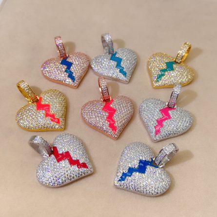 Manufacturer'S New Wax-Dripping Heart-Shaped Hip-Hop Pendant 925 Silver Mossan Pendant Can Be Worn Through A Single Stone Tennis Ball - Image 2