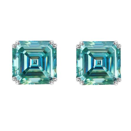 Amazon'S New Model Of Men And Women'S Special-Shaped Blue-Green Pagoda Cut Vvs925 Sterling Silver Earrings Inlaid With Mosan Hip-Hop Earrings - Image 5