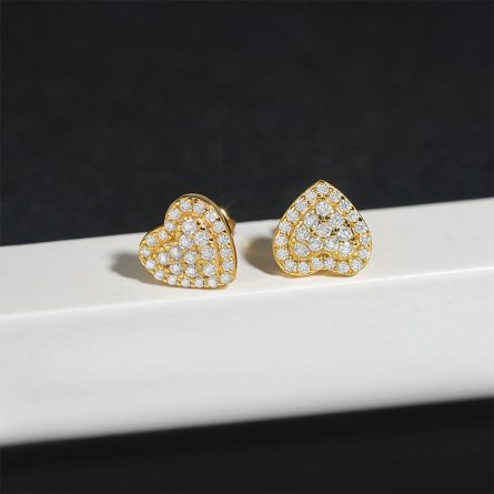 Manufacturer Spot Personalized Heart-Shaped Earrings 925 Silver Mossanite Stone Full Of D Color Vvs European And American Hip-Hop Men And Women Earrings - Image 3