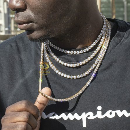 Manufacturer Spot 5Mm Stainless Steel Hip-Hop Tennis Chain Single Stone Necklace Tennis Chain Hot Sale In Europe And America - Image 3