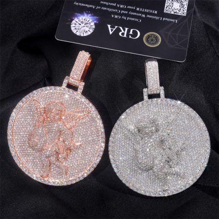 Diamond New 2.5-Inch Round Angel Hip-Hop Pendant 925 Silver Mossanite Pendant Can Wear 10Mm Chain - Image 2