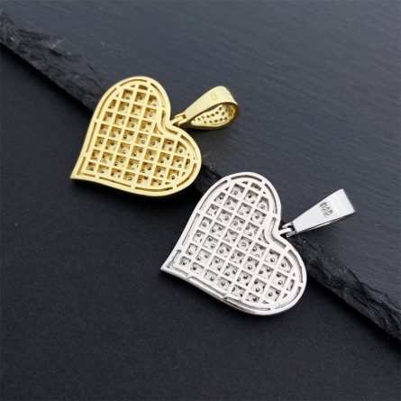 European And American S925 Sterling Silver Moissanite Heart Pendant Hip-Hop Necklace Accessories Spot Delivery - Image 4