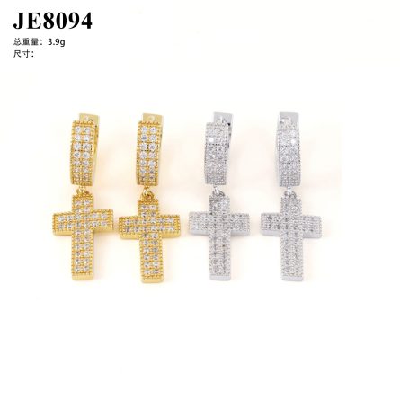 New Cross Earrings For Men And Women In Diamond Hair Jewelry, European And American S925 Inlaid With Mosan Hip-Hop White Ear Ring - Image 5