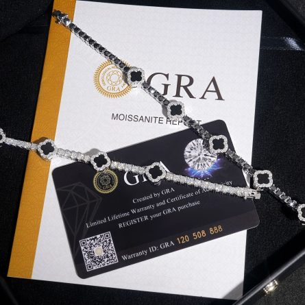 4-Leaf Clover 925 Silver Mossanite High-End Fashion Bracelet For Men And Women With Gra Certificate Black Card - Image 3