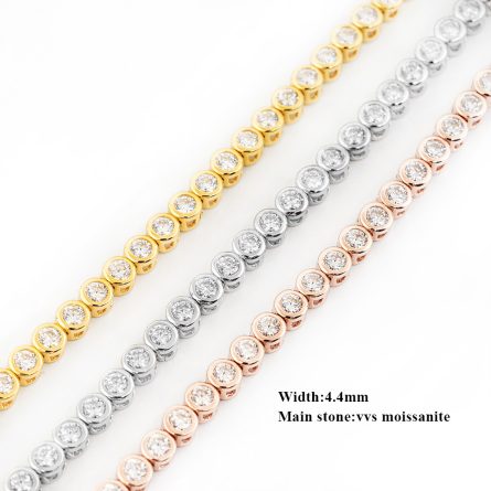 Hot Selling Mossanite 3Mm925 Silver Hip-Hop Bag Inlaid Tennis Chain Single Stone Bracelet Tennis Chain - Image 5