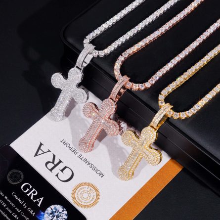Diamond Jewelry New European And American S925 Silver Mosanite Cross Pendant Second-Pass Diamond Pencil Can Be Passed Through Tennis Chain - Image 3