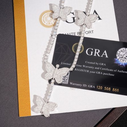 New S925 Silver-Inlaid 3Mm Moissanite Tennis Chain, Personalized Butterfly Full Of European And American Hip-Hop Necklace - Image 4