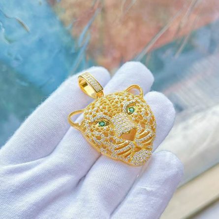 European And American Hip-Hop Inlaid With Mosan Leopard Head S925 Sterling Silver Necklace High-End Street Style Individual Zodiac Tiger Necklace Decoration Trend - Image 3