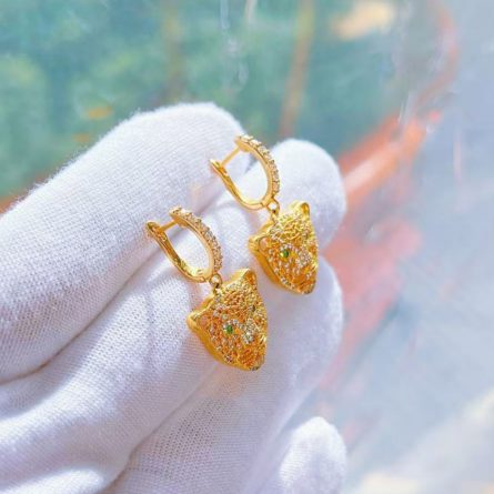 Fully Diamond Zircon Leopard Head Earrings S925 Sterling Silver Needle High-End Earrings Exquisite Earrings Universal Men'S And Women'S Style Ins - Image 3