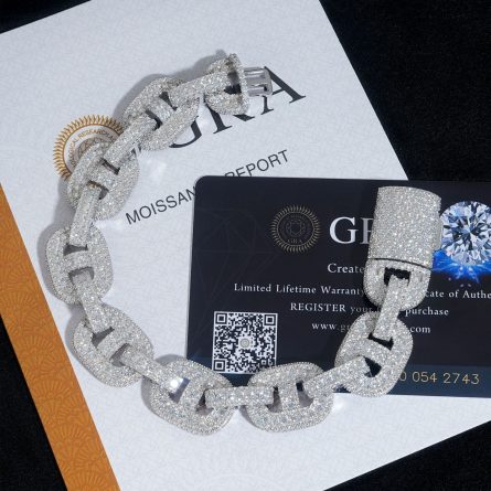 Diamond And Hair Selection 15Mm Eight-Character Chain S925 Silver Mossanite Men'S Hip-Hop Necklace Personality Bracelet Wholesale - Image 5