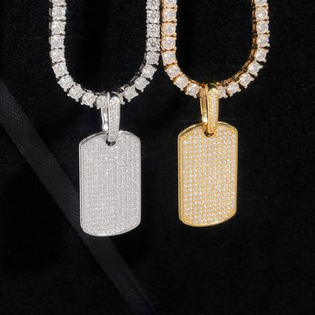 Drilling Hair, Hot-Selling European And American S925 Sterling Silver Mossanite Rectangular Pendant Hip-Hop Rapper Trendy Jewelry - Image 3