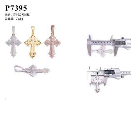 European And American New S925 Silver Inlaid Mossanite Hip-Hop Cross Pendant Classic Men And Women Neck Jewelry - Image 5