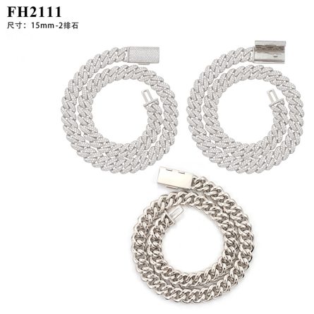 Drilling Jewelry Factory Direct Sales 15Mm Cuban Chain Mosanite Fully Inlaid Personal Crescent Shaped 925 Silver Necklace Accessories - Image 5