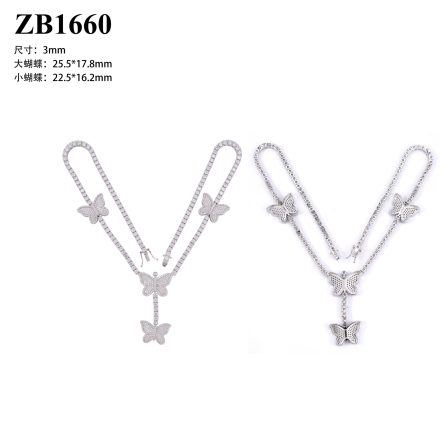 New S925 Silver-Inlaid 3Mm Moissanite Tennis Chain, Personalized Butterfly Full Of European And American Hip-Hop Necklace - Image 5