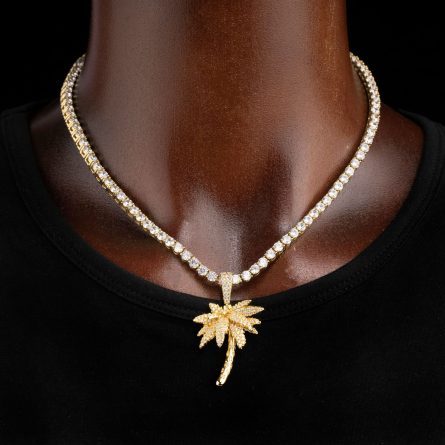 Wish Amazon'S Best Selling European And American Personalized Leaf Pendants, Micro-Inlaid Zircon Hip-Hop Necklace, New Cross-Border Products - Image 2