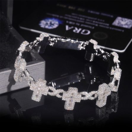 European And American Cuban Chain 15Mm Cross Full Of Mosanite Cuban Chain S925 Silver Trendy Brand Accessories Cross-Border Hot Sale - Image 4