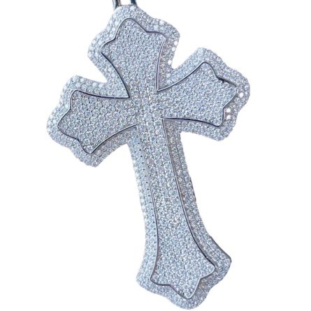 European And American Hip-Hop Personality Full Of Cross Pendant 925 Sterling Silver Mossan Necklace Men And Women Fashion Ins - Image 5