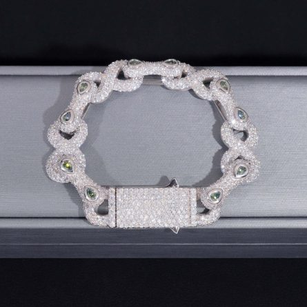 Diamond Hair New European And American 13Mm Hip-Hop Bracelet S925 Silver-Full Mossanite 8-Character Chain Personality European And American Hiphop - Image 4