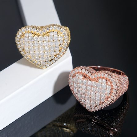New S925 Silver-Set Princess Square Mossanite Ring European And American Hip-Hop Heart-Shaped Ring Fashion Accessories - Image 3