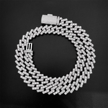 European And American Hip-Hop Men'S 925 Sterling Silver 13Mm Single Row Mossan Diamond Cuban Chain Necklace Men'S Necklace Trendy Full Diamond - Image 2