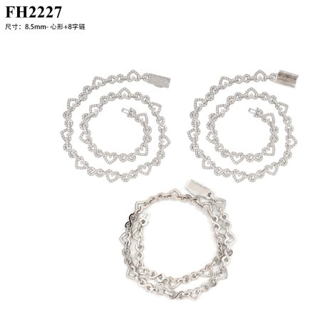 Diamond New Cuban Chain 8.5Mm Heart-Shaped Eight-Character Chain S925 Silver-Inlaid D- Mossanite Cuban Chain European And American Necklace - Image 5
