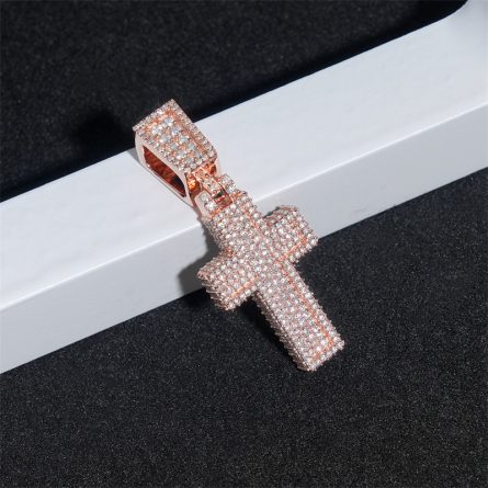 Diamond New Product Trade Specializes In Cross Pendant Mossanite Stone Inlaid With Sterling Silver Gold-Plated European And American Hip-Hop Trendy Jewelry - Image 2
