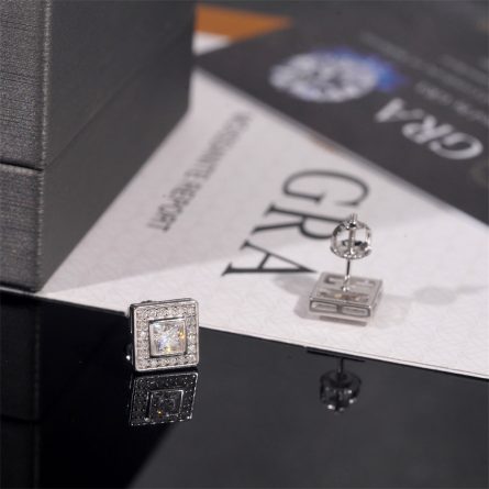 Drilling Jewelry Manufacturer Wholesale Direct Sales 925 Silver Moissanite Men And Women'S Earrings Square Earrings Hip Hop Style Past Drill Pen - Image 3