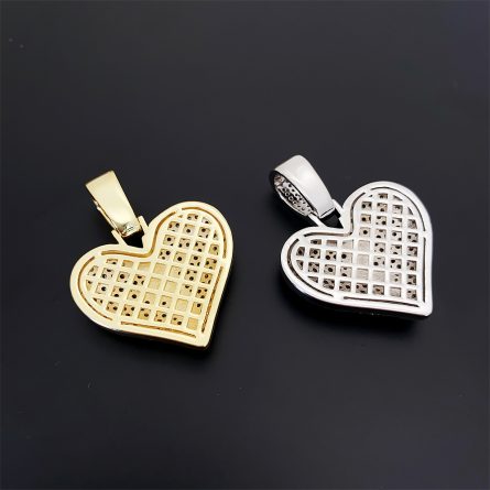 European And American Diamond Hip-Hop Copper Inlaid 5A Zircon Heart-Shaped Pendant Necklace Jewelry Can Be Worn Through A Single Stone Necklace - Image 4