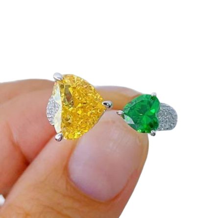 Silver Jewelry New 925 Sterling Silver Contrasting Heart Shape High Carbon Diamond Ring For Women Luxury Diamond Jewelry Light Luxury Fashion Luxury - Image 5