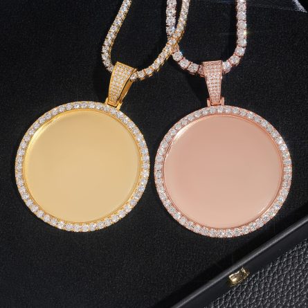 Trade Hot Sale Round Photo Frame S925 Silver Mossanite Hip-Hop Pendant Men And Women - Image 4
