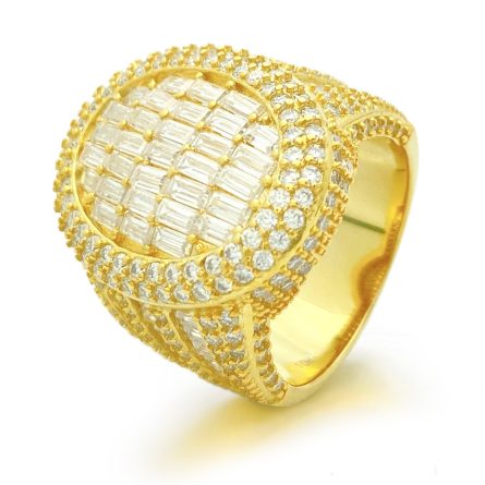 European And American Hip-Hop 925 Silver Inlaid D Color Vvs Ladder Square Mossan Ring Men And Women Rings Ins Fashion Full Diamond - Image 5