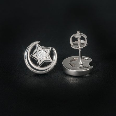 Diamond Hair S925 Silver Mossanite Moon Star New European And American Style Hot Selling Men And Women Suitable For Earrings Fashion Commuting - Image 3