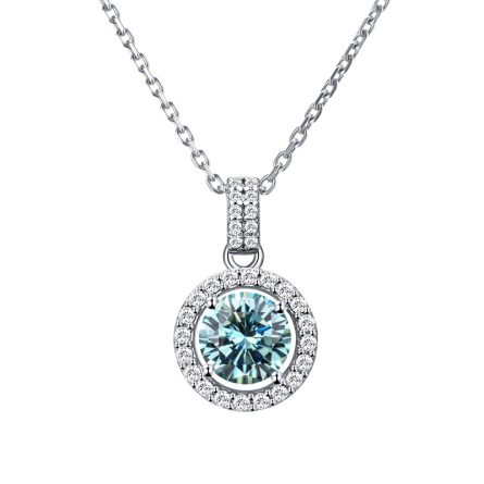 S925 Silver Inlaid Blue And Green Mossanthemum Color Women'S Necklace With Micro-Inlaid Women'S Style Necklace With Full Fire Color And Diamond Pen - Image 5
