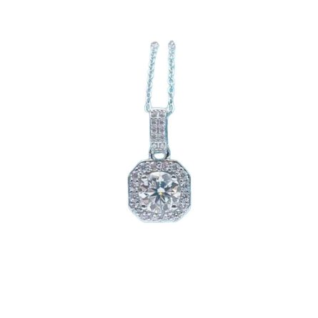 Spot S925 Sterling Silver Mossan Square Bag Necklace For Women Four-Claw Pendant Luxury Temperament Light Luxury Collarbone Chain Versatile Trend - Image 5