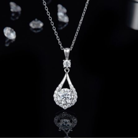 S925 Sterling Silver Moissan Necklace Angel Tears Pendant Classic Jewelry Japanese And Korean Fashion Diamond Clavicle Chain Trendy - Image 4