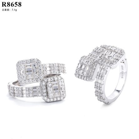 European And American Manufacturers Direct Supply Ladder Men'S Rings, Sterling Silver Inlaid Moissan Diamond Finger Rings, Hip-Hop High-End Jewelry Finger Rings - Image 5