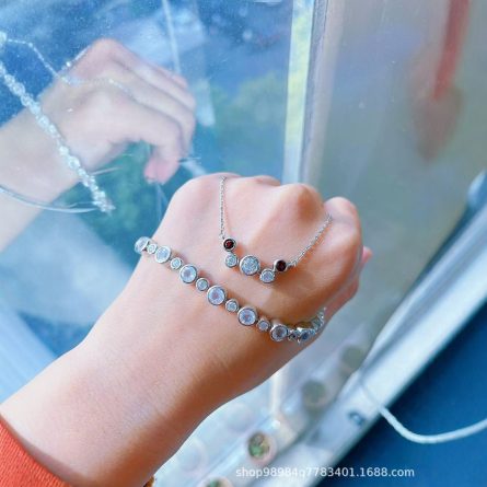 S925 Silver Mossan Diamond Bracelet Bubble Bracelet Luxury Full Diamond Inlaid Simple Jewelry Light Luxury Versatile Internet Celebrity Same Style - Image 4