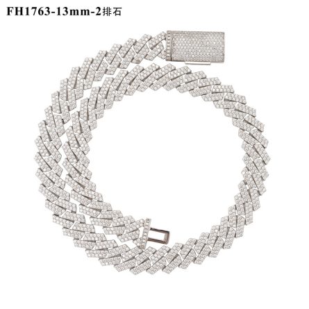 European And American Cuban Chain 13Mm Double Rows Full Of Mossanite S925 Silver Diamond Cuban Chain Trendy Accessories Cross-Border Hot - Image 5
