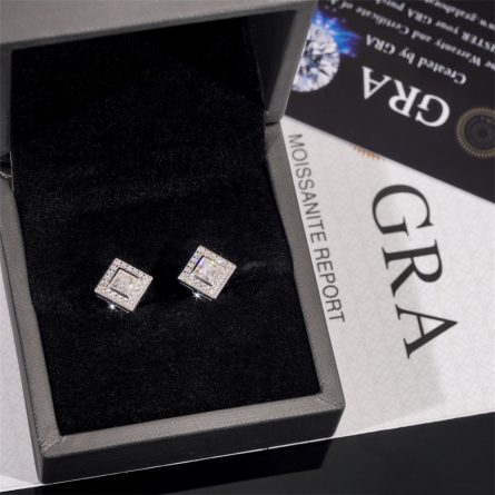 Drilling Jewelry Manufacturer Wholesale Direct Sales 925 Silver Moissanite Men And Women'S Earrings Square Earrings Hip Hop Style Past Drill Pen - Image 2