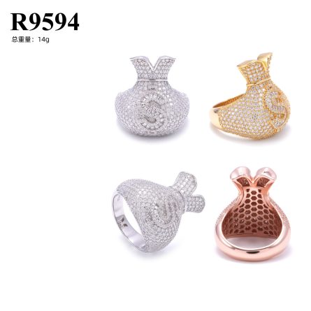 Hot Selling 925 Silver Mosan Money Bag Ring Silver Jewelry Hiphop European And American Hip Hop Personalized Men'S Ring - Image 5
