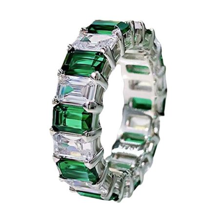 Emerald Women'S Inter-Color Large Diamond Ring S925 Silver Moissan Diamond Ring 50 Points Fashionable Simple Ring Wholesale - Image 5