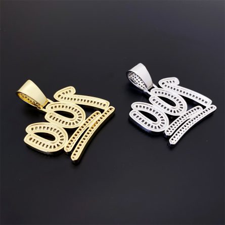 European And American Diamond Hip Hop Copper Inlaid 5A Zircon Digital Pendant Necklace Jewelry Can Be Through Single Stone Chain - Image 4