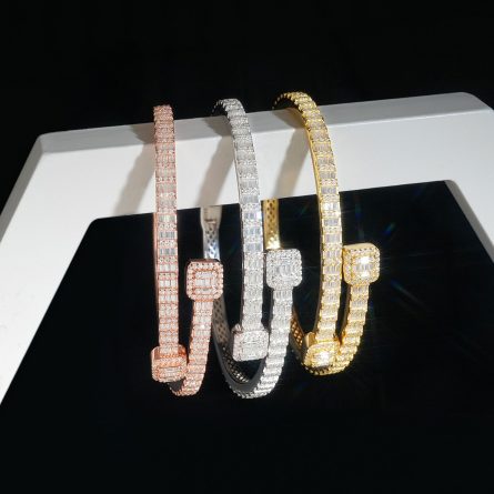 New European and American S925 silver inlaid D color moissanite classic Kajia bracelet hip-hop fashion high-end bracelet - Image 3