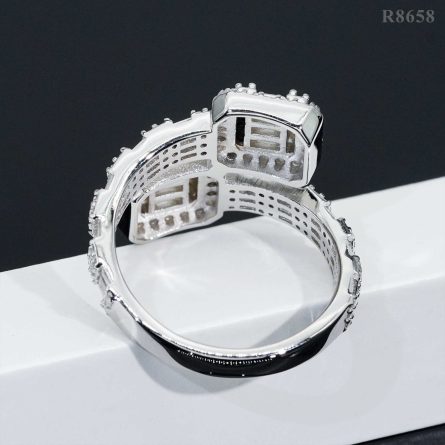 European And American Manufacturers Direct Supply Ladder Men'S Rings, Sterling Silver Inlaid Moissan Diamond Finger Rings, Hip-Hop High-End Jewelry Finger Rings - Image 4