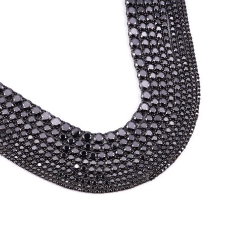 Manufacturer Spot 2-5Mms925 Silver Plated Black Gold + Black Mossan Single Row Tennis Necklace Hip-Hop Accessories - Image 3